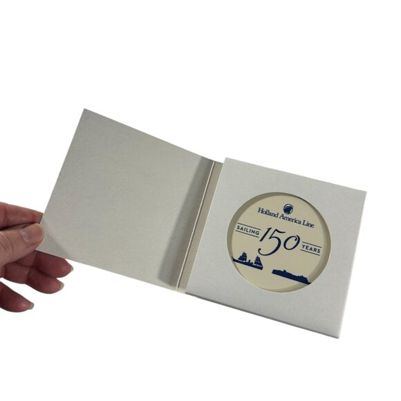 Holland America Line Sailing 150 Years Blue Delft Tile Coaster Royal Goedewaagen - Picture 6 of 6